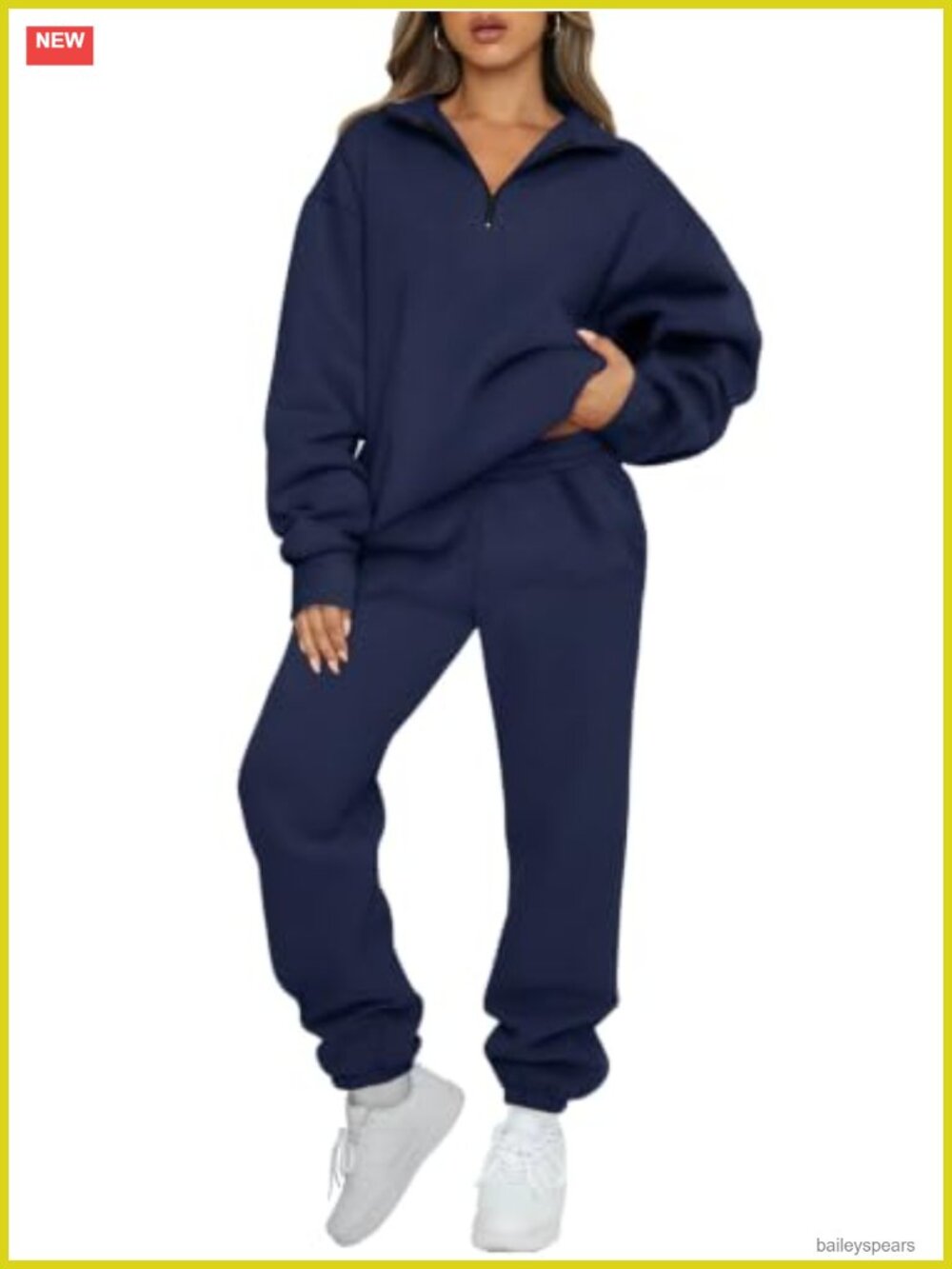Fleece Lined Half Zip Sweatshirt and Jogger Set Loungewear